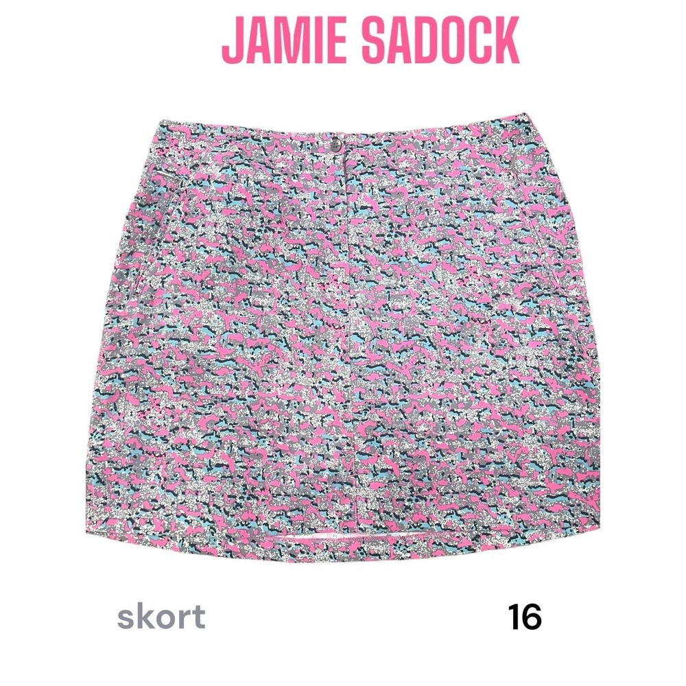 JAMIE SADOCK WOMENS GOLF SKORT SZ 16 DESIGNER ATHLETIC SPORTS LOGO STRETCH ZIP